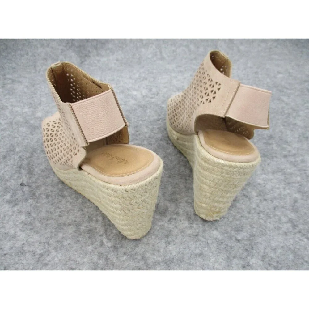 Altar'd State Wedge Shoes Size 10 Tan Casual Summer Spring Slip On Woven